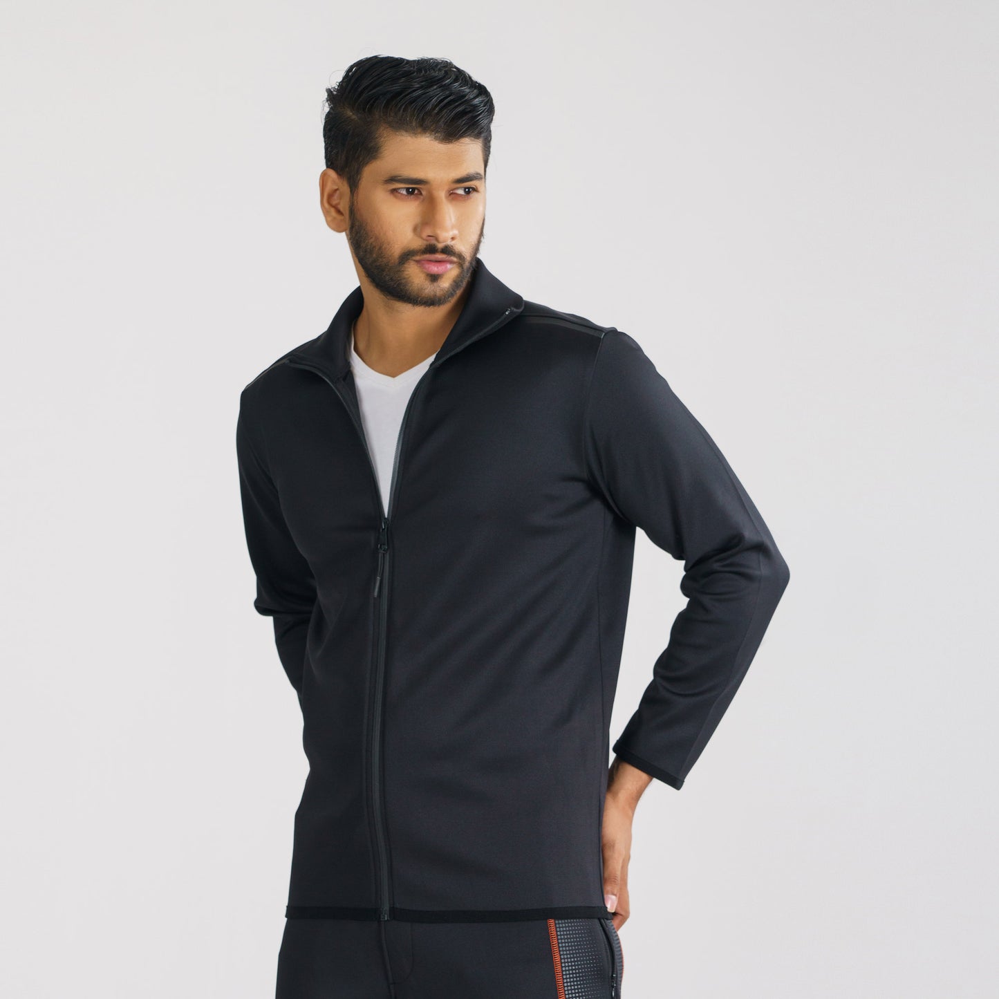 Mens Black High-Neck Sweatshirt