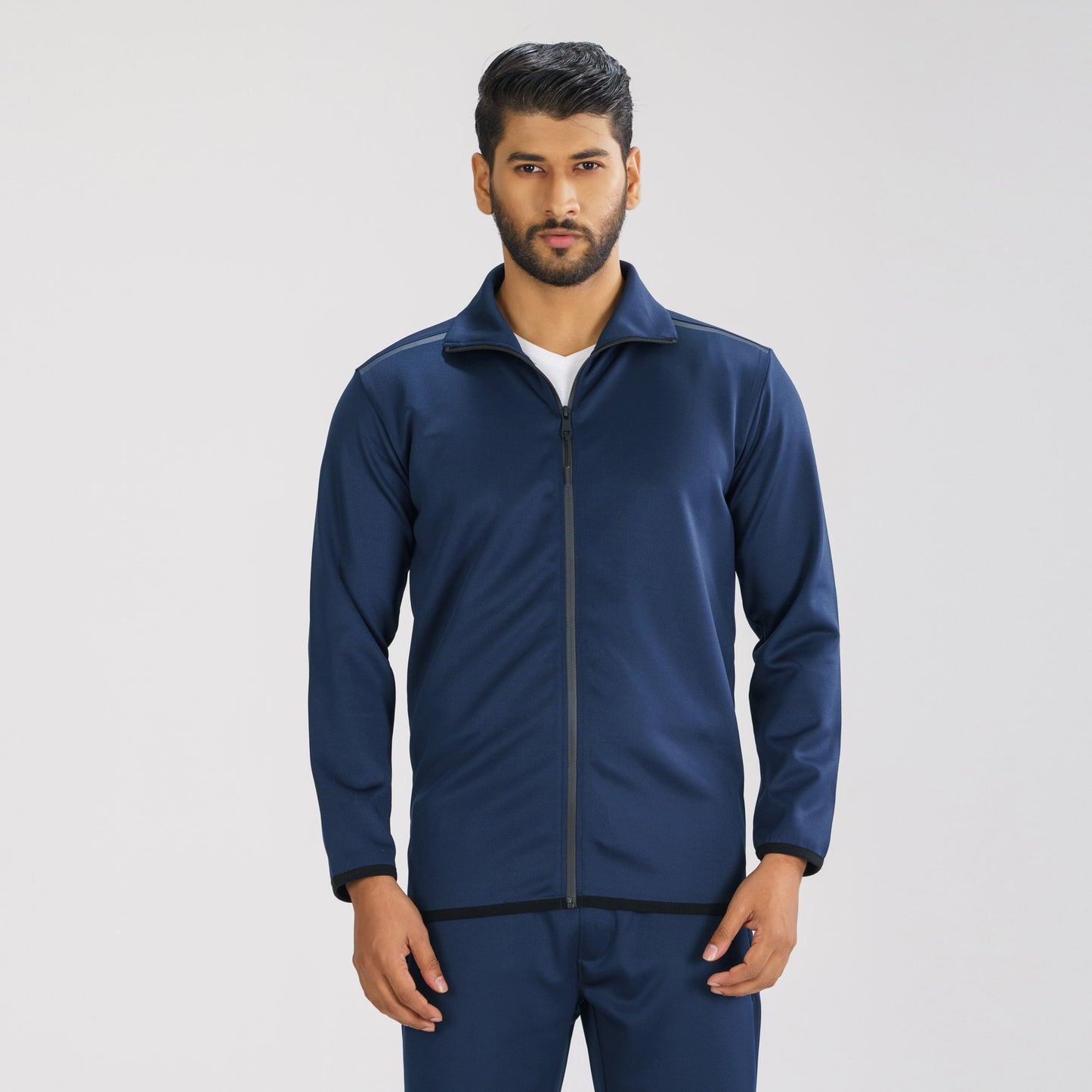 Mens Navy  High-Neck Sweatshirt