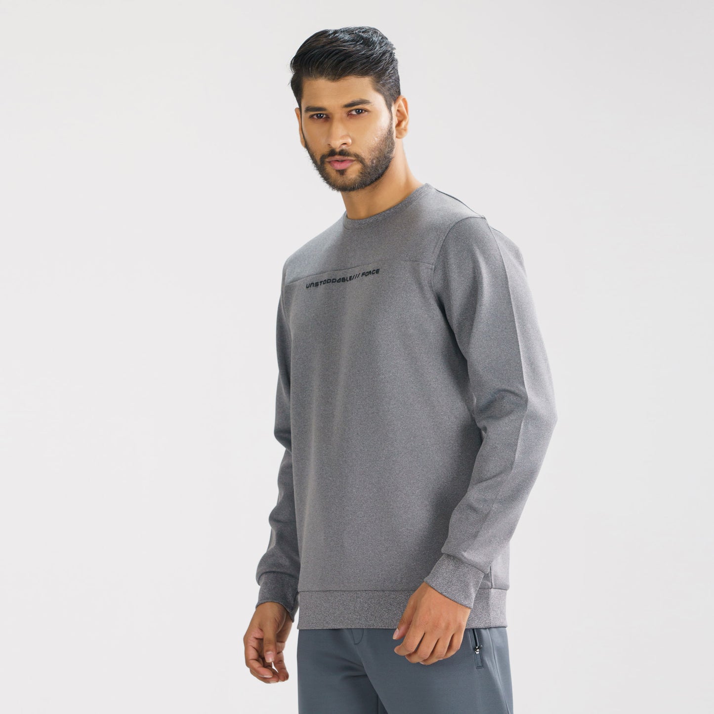 Mens Grey Melange Sweatshirt