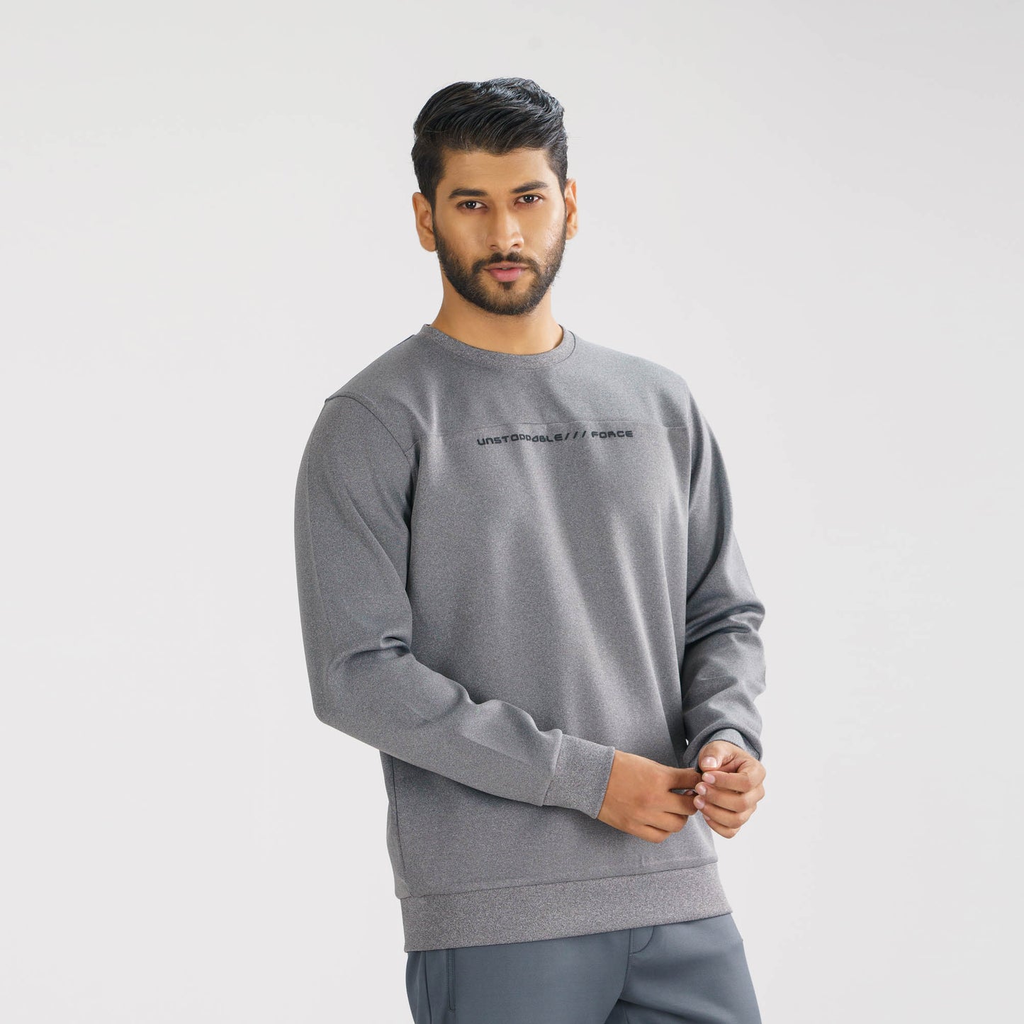 Mens Grey Melange Sweatshirt