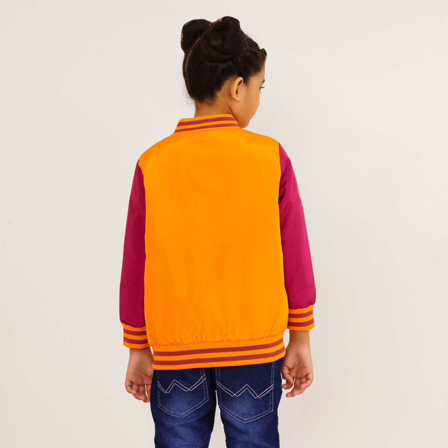 Baby Girls Maroon-Orange Bomber