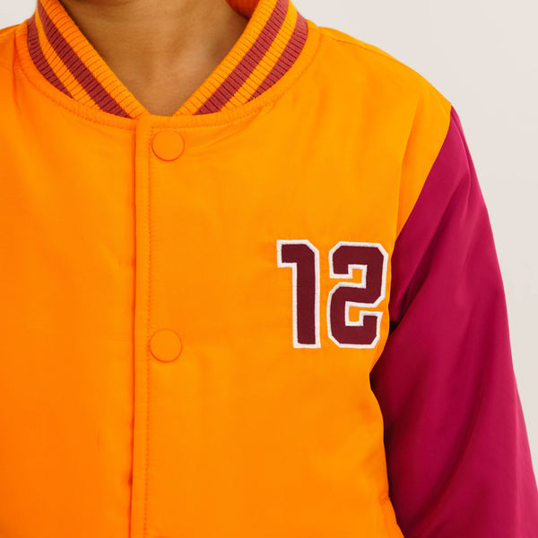 Baby Girls Maroon-Orange Bomber