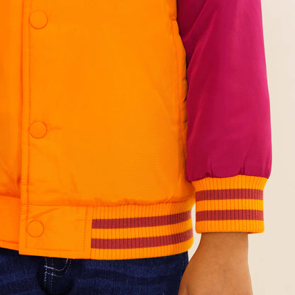 Baby Girls Maroon-Orange Bomber