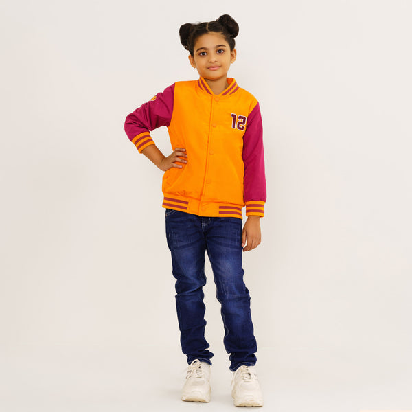 Baby Girls Maroon-Orange Bomber