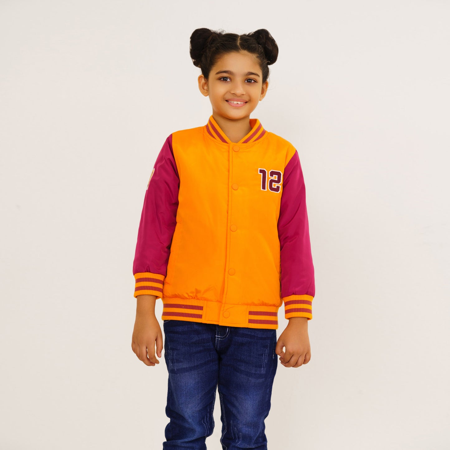 Baby Girls Maroon-Orange Bomber