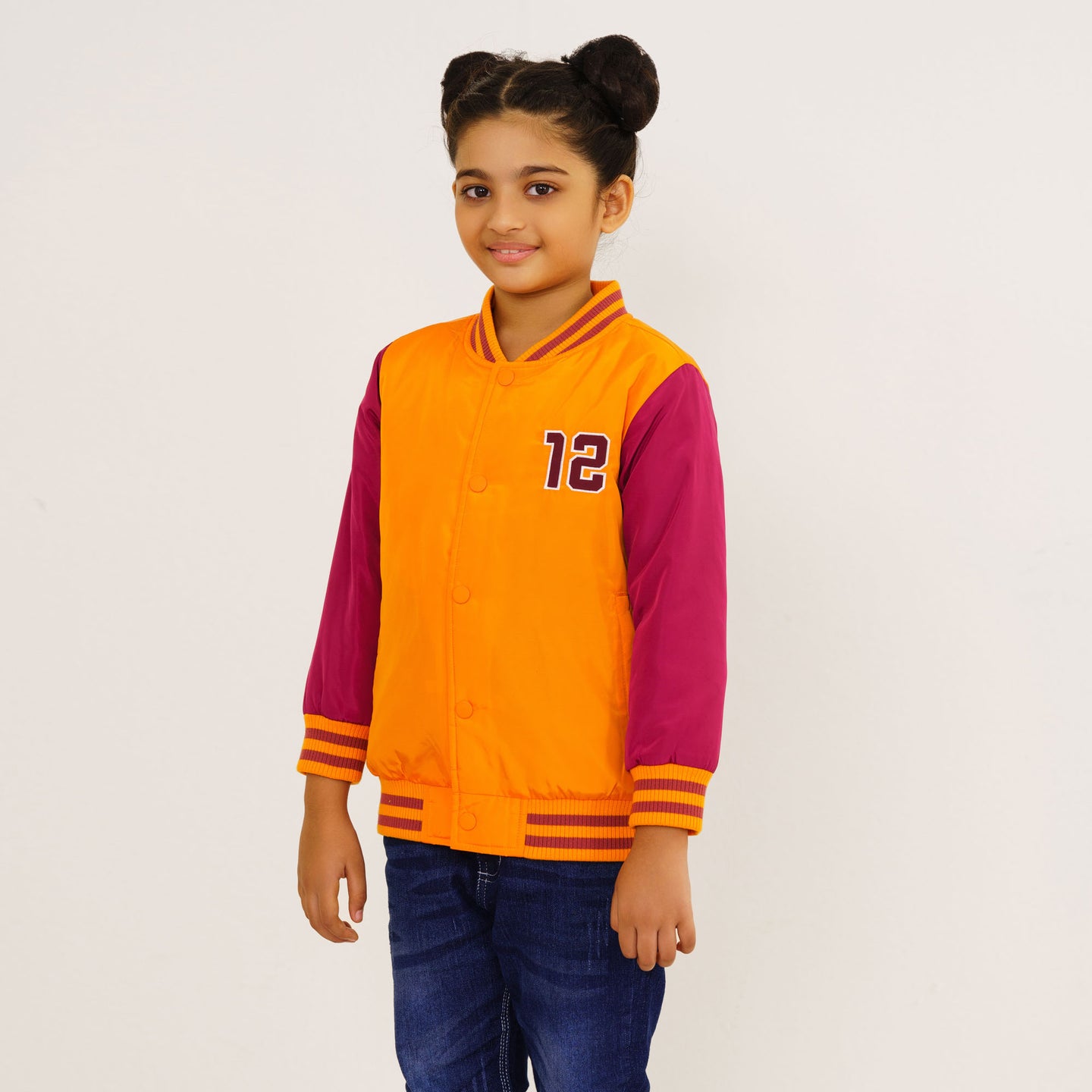 Baby Girls Maroon-Orange Bomber