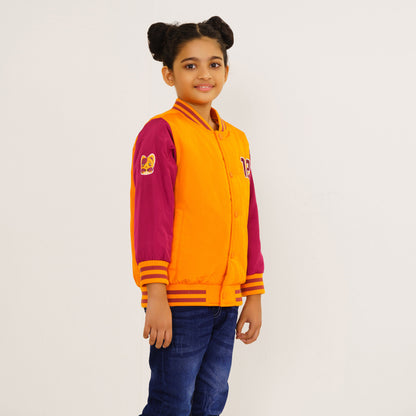 Baby Girls Maroon-Orange Bomber
