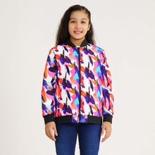 Load image into Gallery viewer, Girls Multi Color Aop Reversible Bomber Jacket
