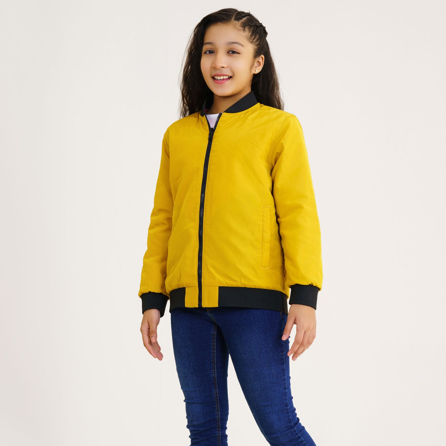 Girls Multi Color Aop Reversible Bomber Jacket