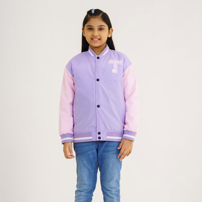 Girls Lavender Printed Bomber