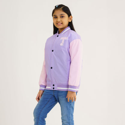 Girls Lavender Printed Bomber