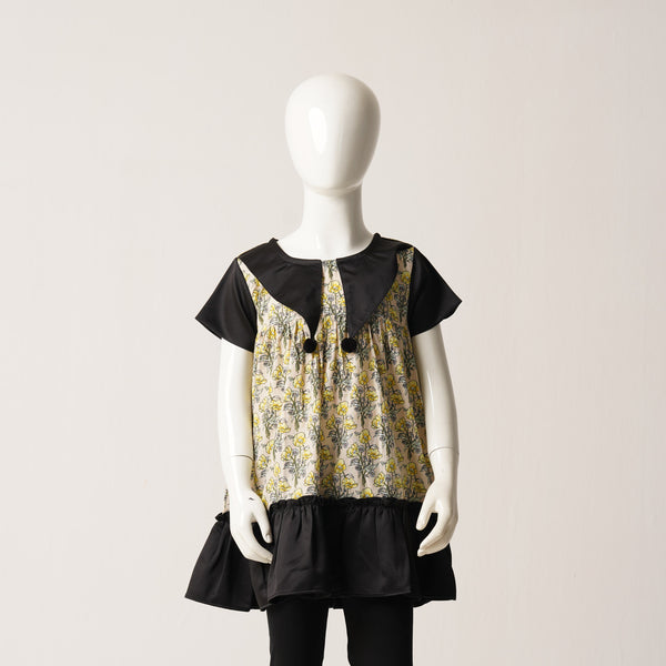 BABY GIRLS DRESS-YELLOW PRINT