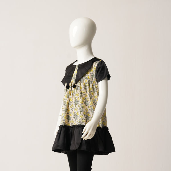 BABY GIRLS DRESS-YELLOW PRINT