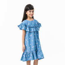 Load image into Gallery viewer, Girls Blue Ash Frill Dress
