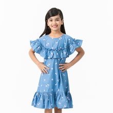 Load image into Gallery viewer, Girls Blue Ash Frill Dress
