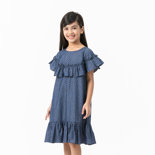 Girls Light-Black Frill Dress