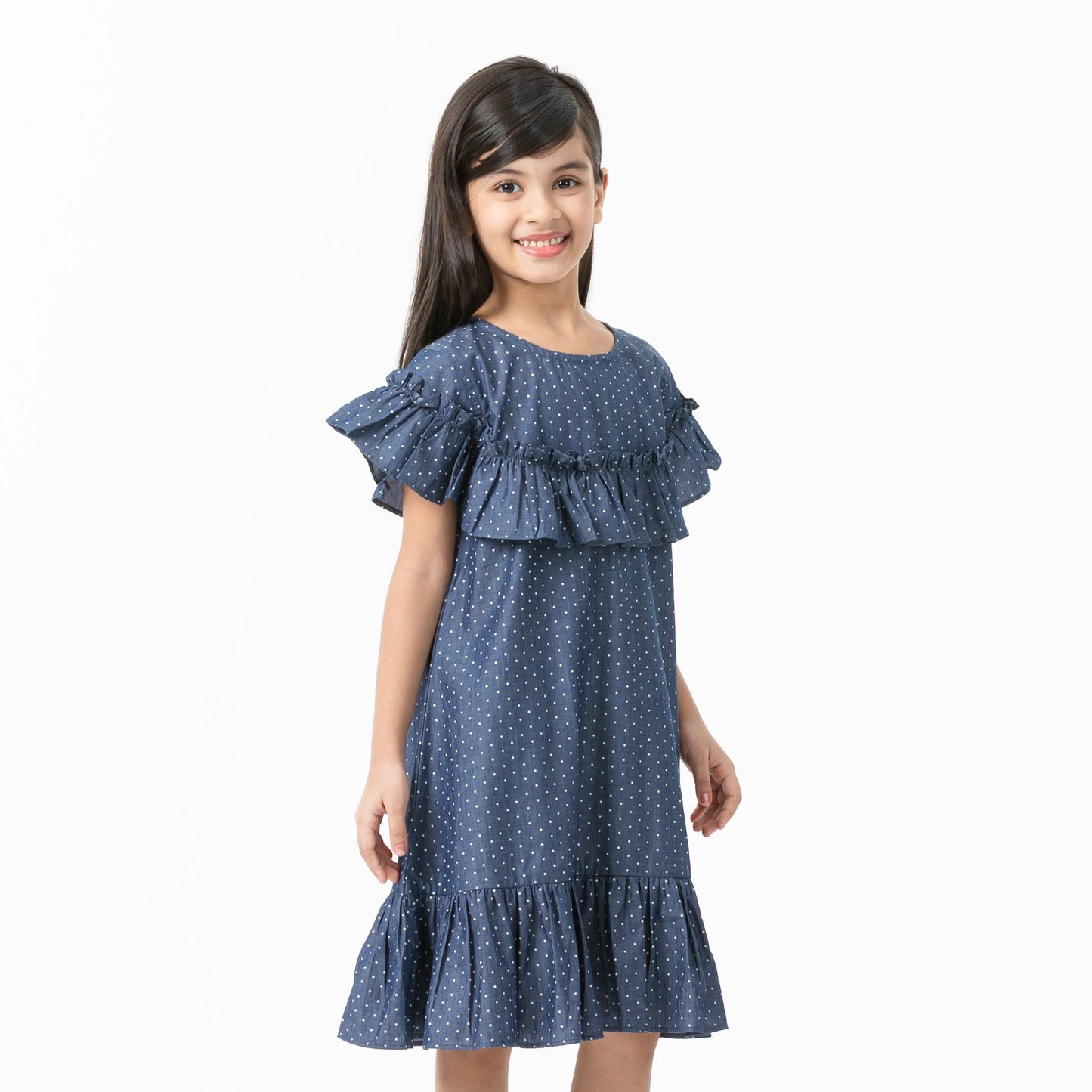 Girls Light-Black Frill Dress