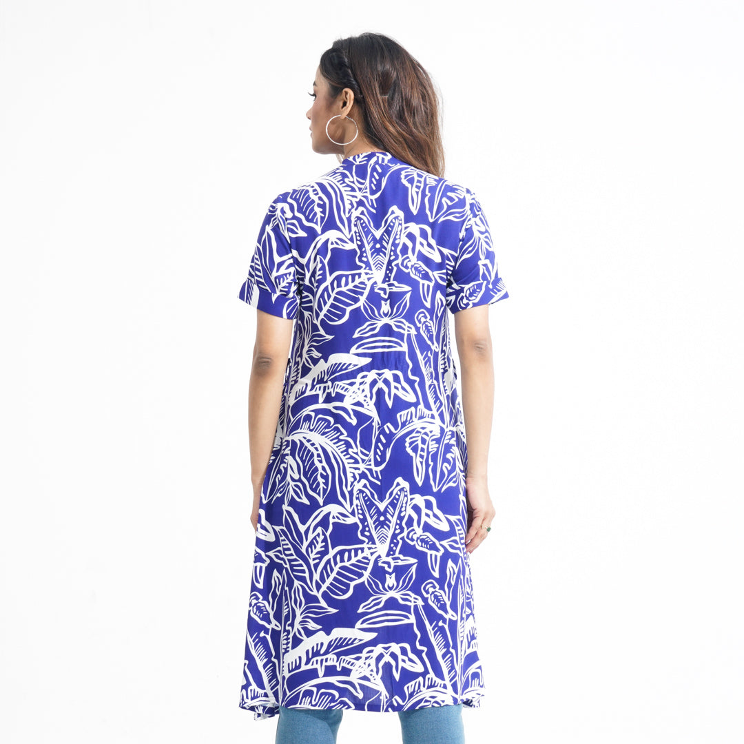 Women Flared Blue Shirt Dress