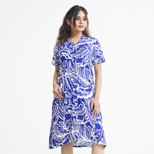 Load image into Gallery viewer, Women Flared Blue Shirt Dress
