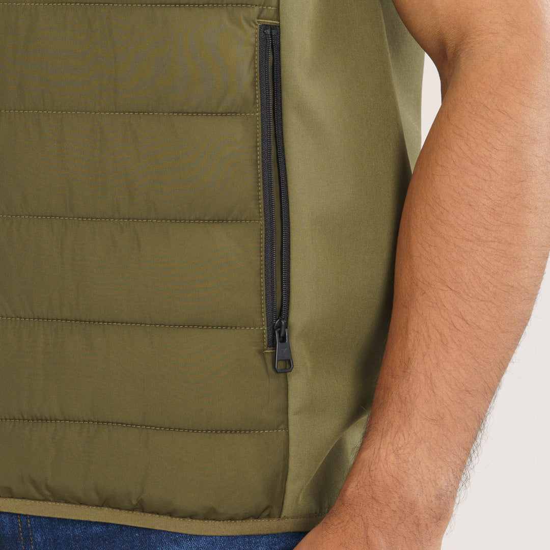 Men Sleeveless Olive Jacket