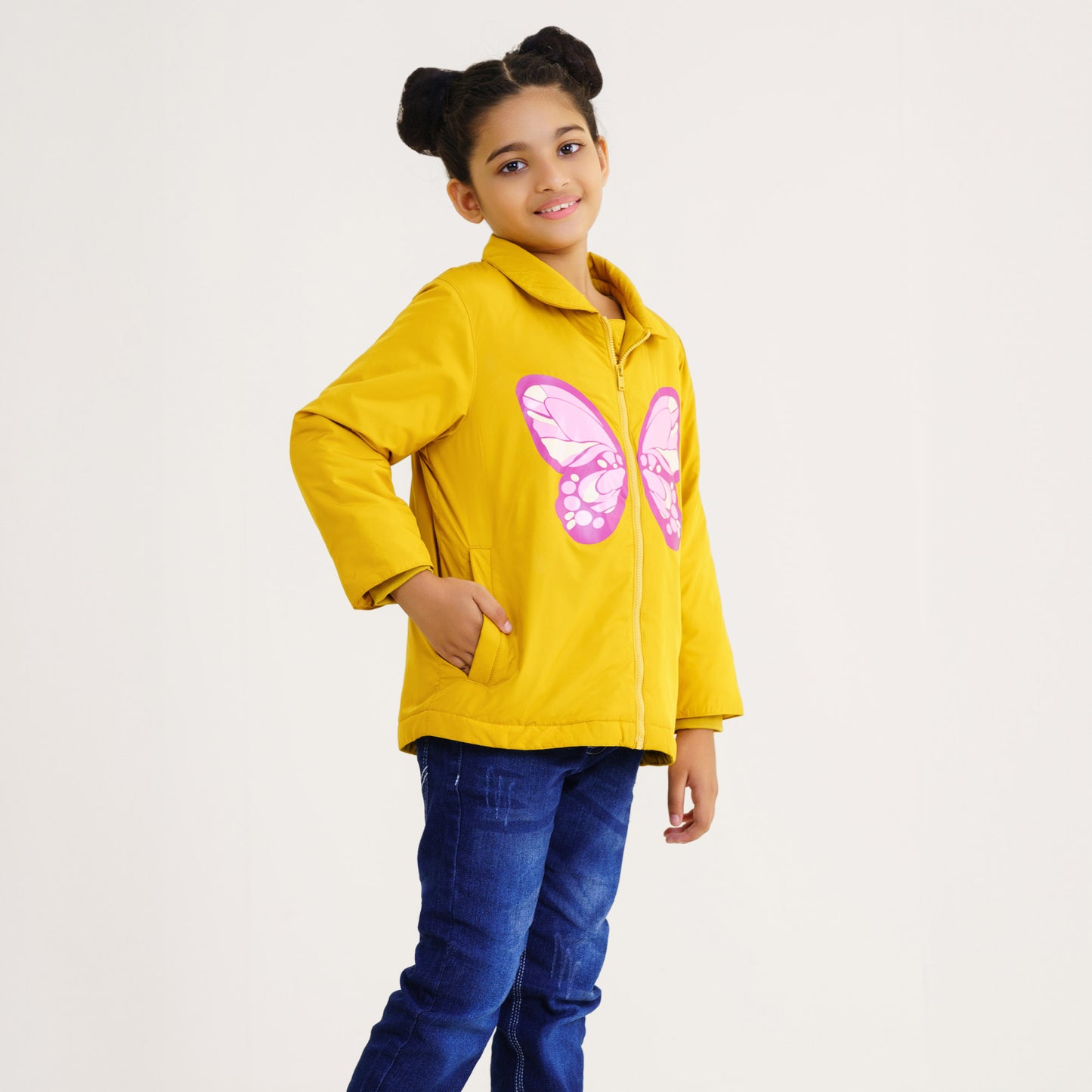 Baby Girls Mustard Quilted Jacket