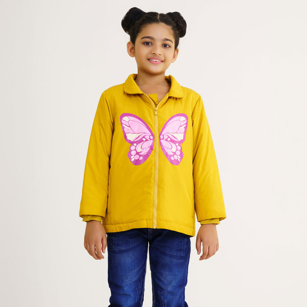 Baby Girls Mustard Quilted Jacket