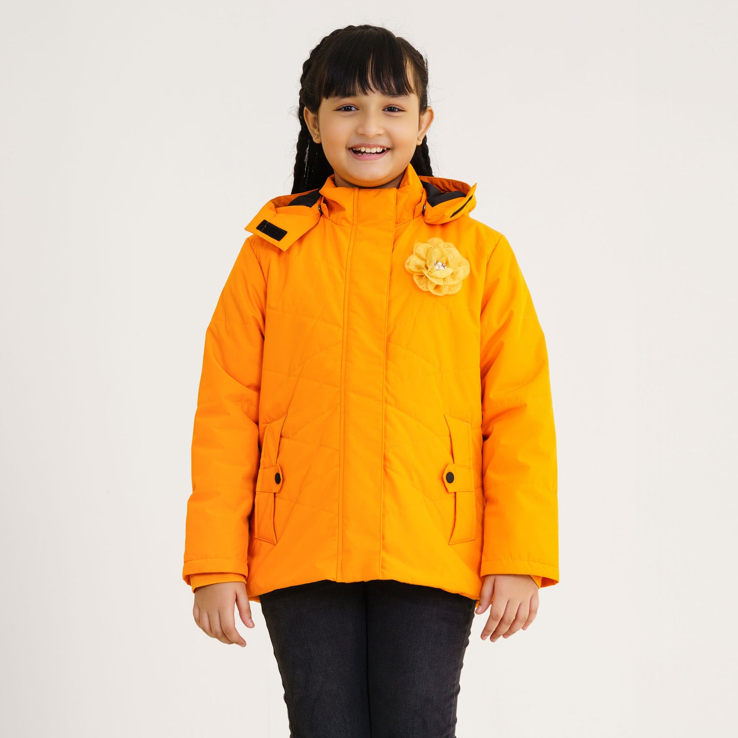 Girls Quilted Orange Jacket