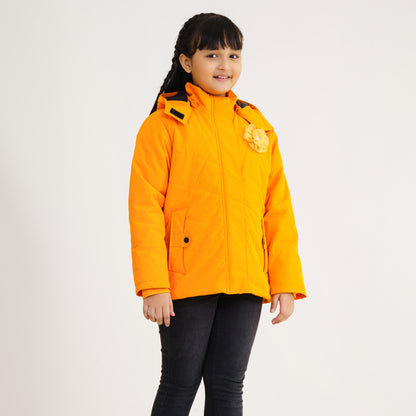 Girls Quilted Orange Jacket