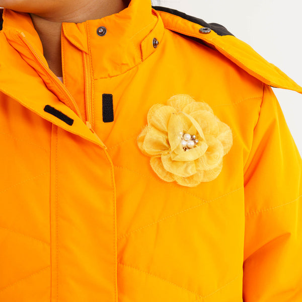 Girls Quilted Orange Jacket