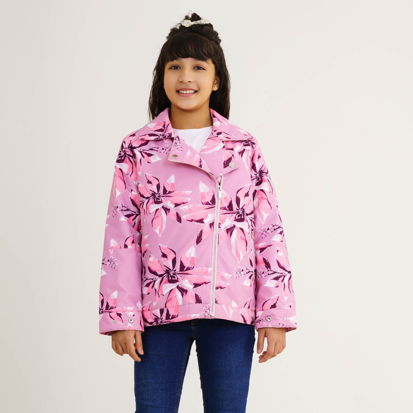 Girls Pink Printed  Shacket