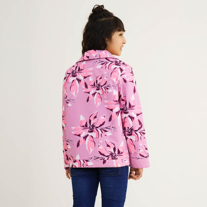 Girls Pink Printed  Shacket