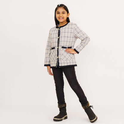Girls White & Black Shacket
