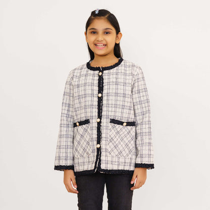 Girls White & Black Shacket