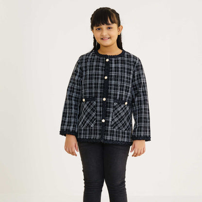 Girls Black & White Shacket