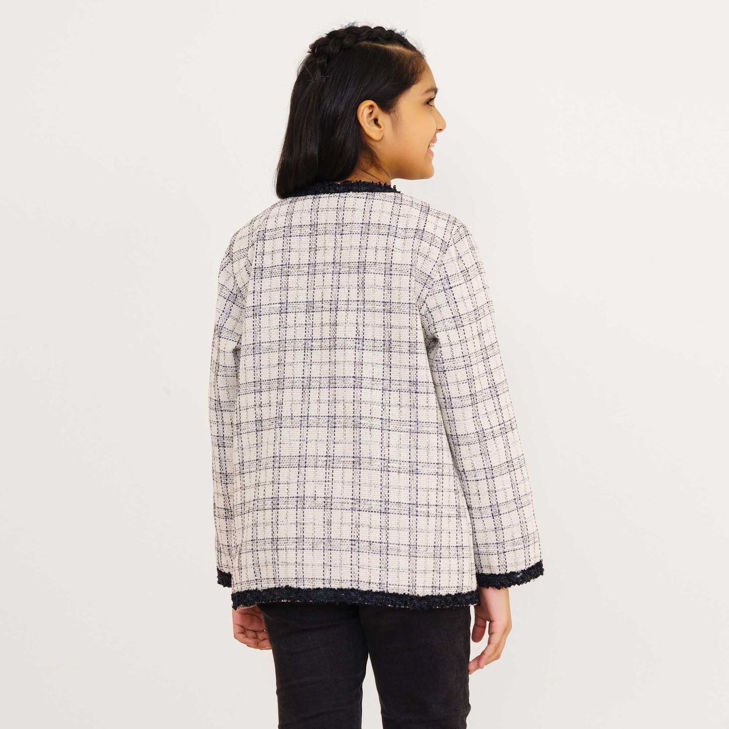 Girls White & Black Shacket