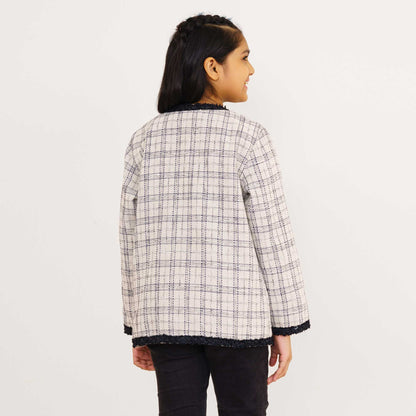Girls White & Black Shacket