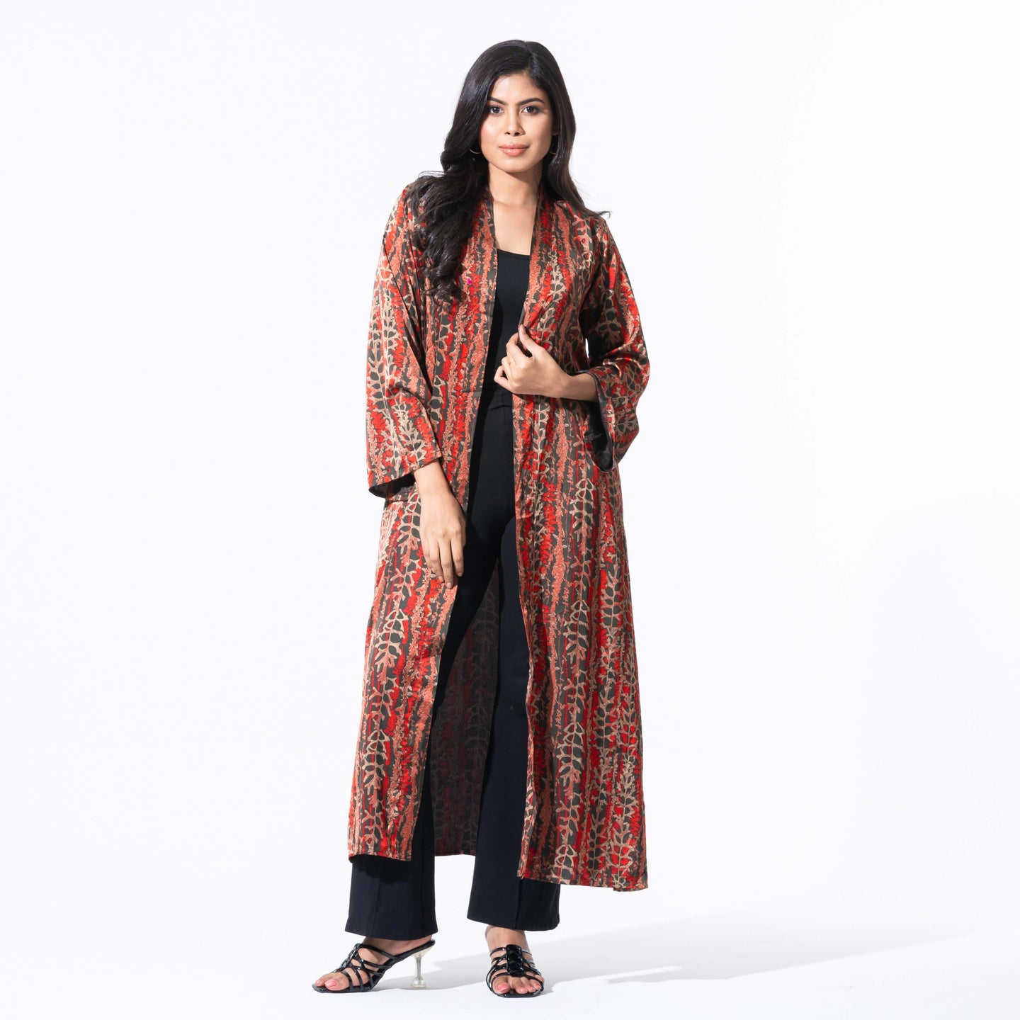 Womens Black & Maroon Printed Shrug