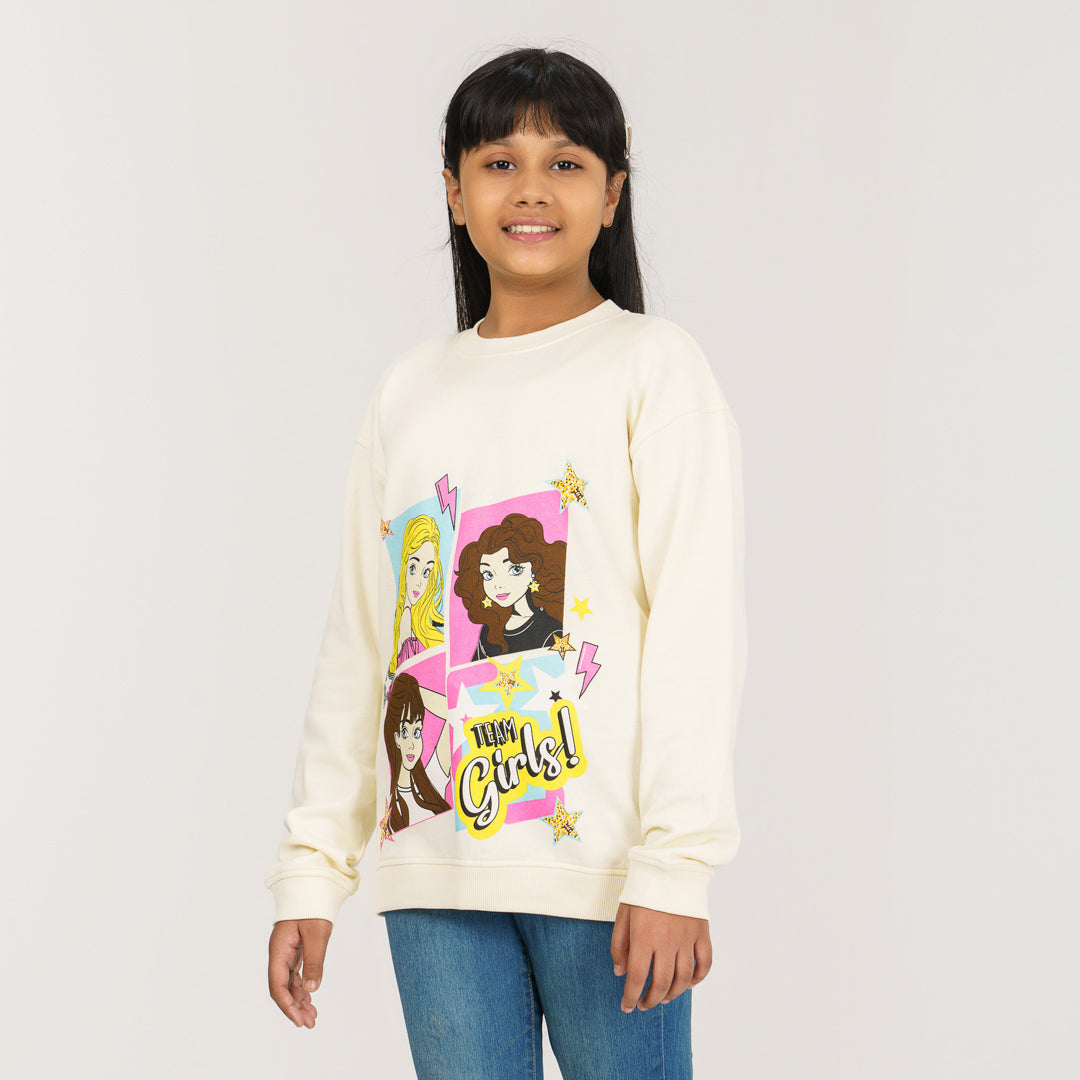 Girls Light Beige Sweatshirt