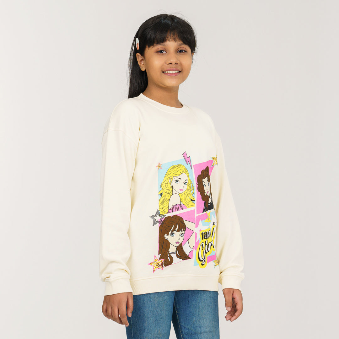 Girls Light Beige Sweatshirt