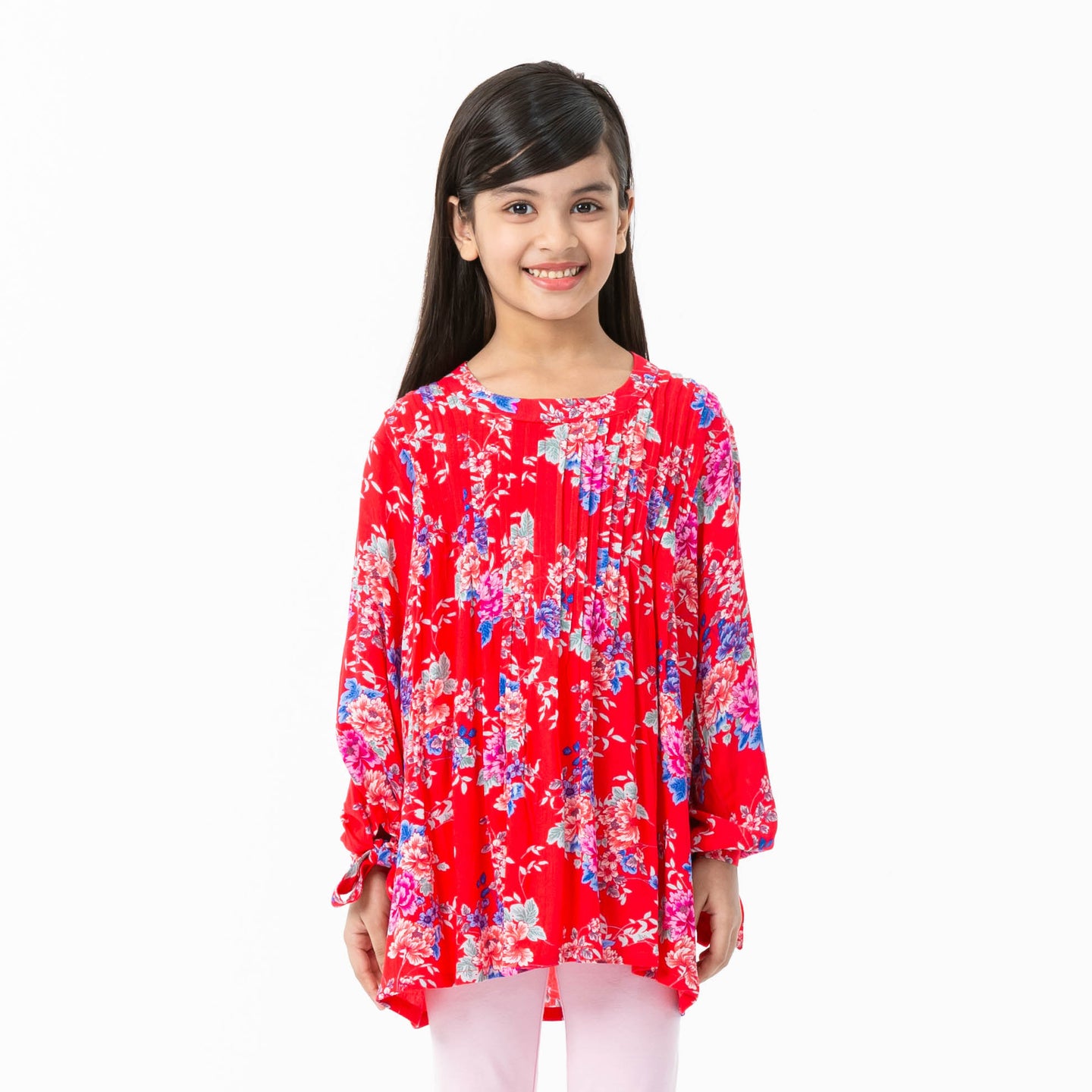 Girls Pink Frill Sleeve Top