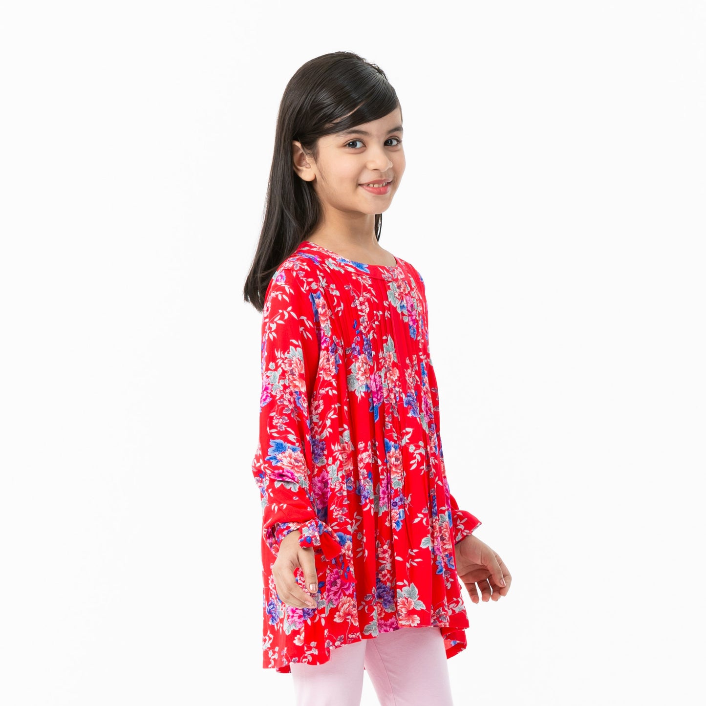 Girls Pink Frill Sleeve Top