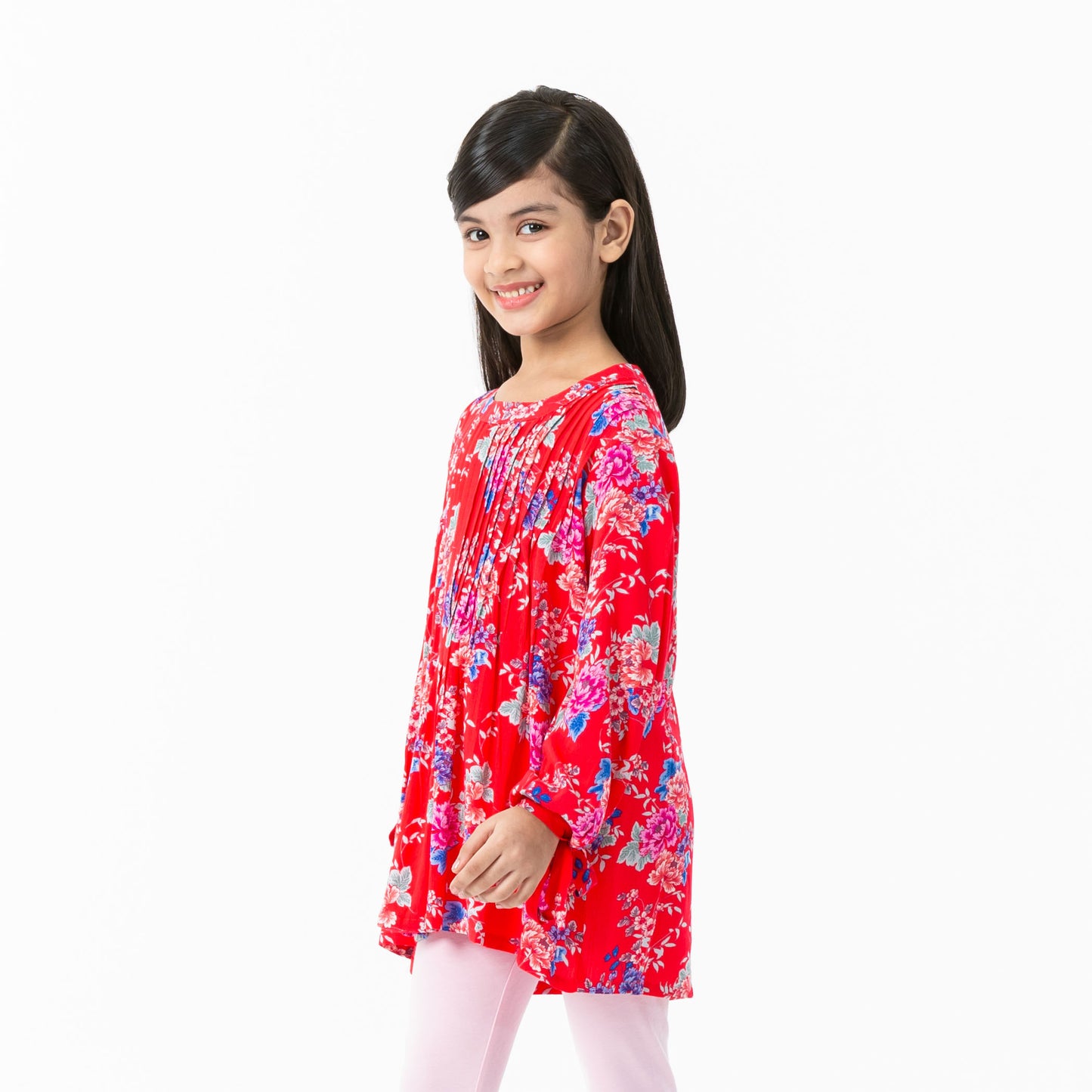 Girls Pink Frill Sleeve Top