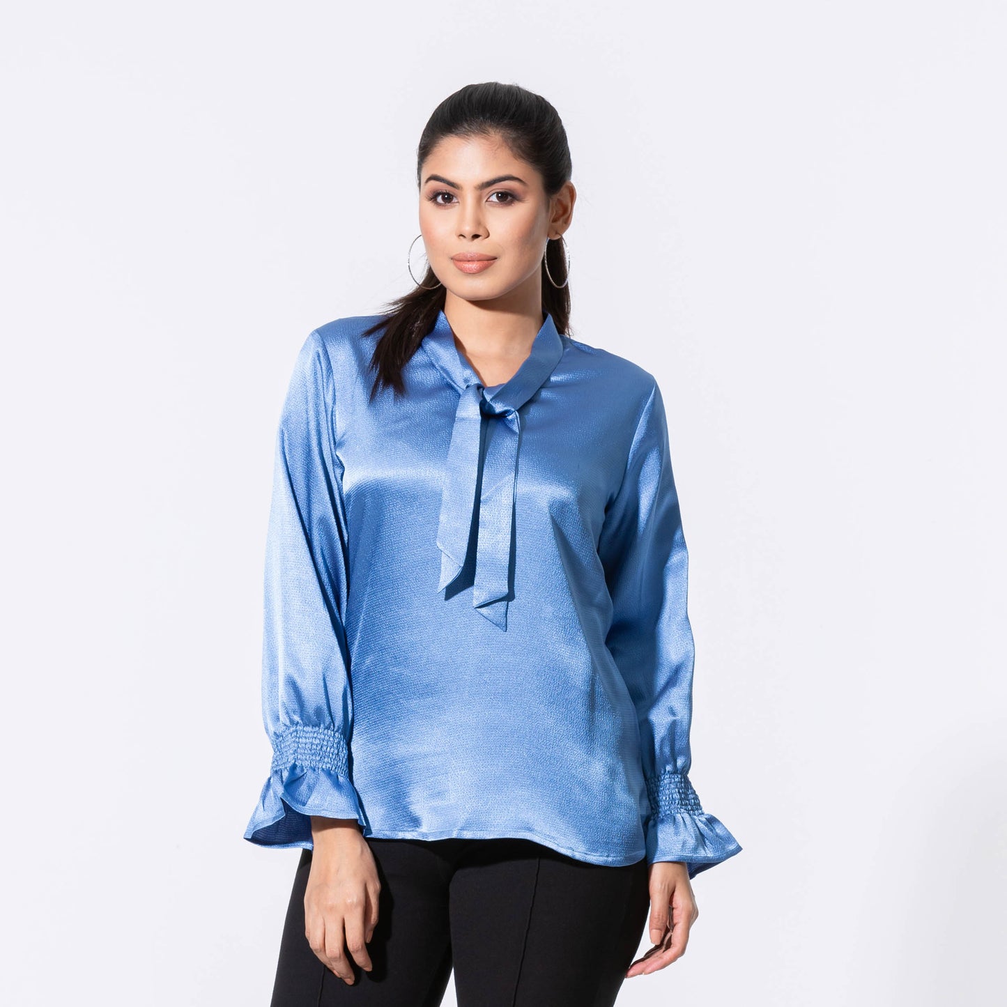 Womens Blue Silk Top