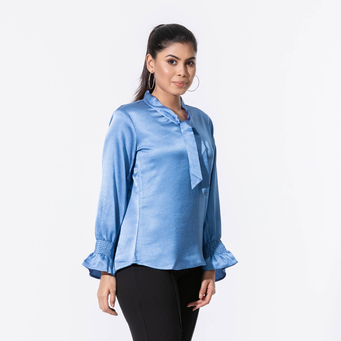 Womens Blue Silk Top