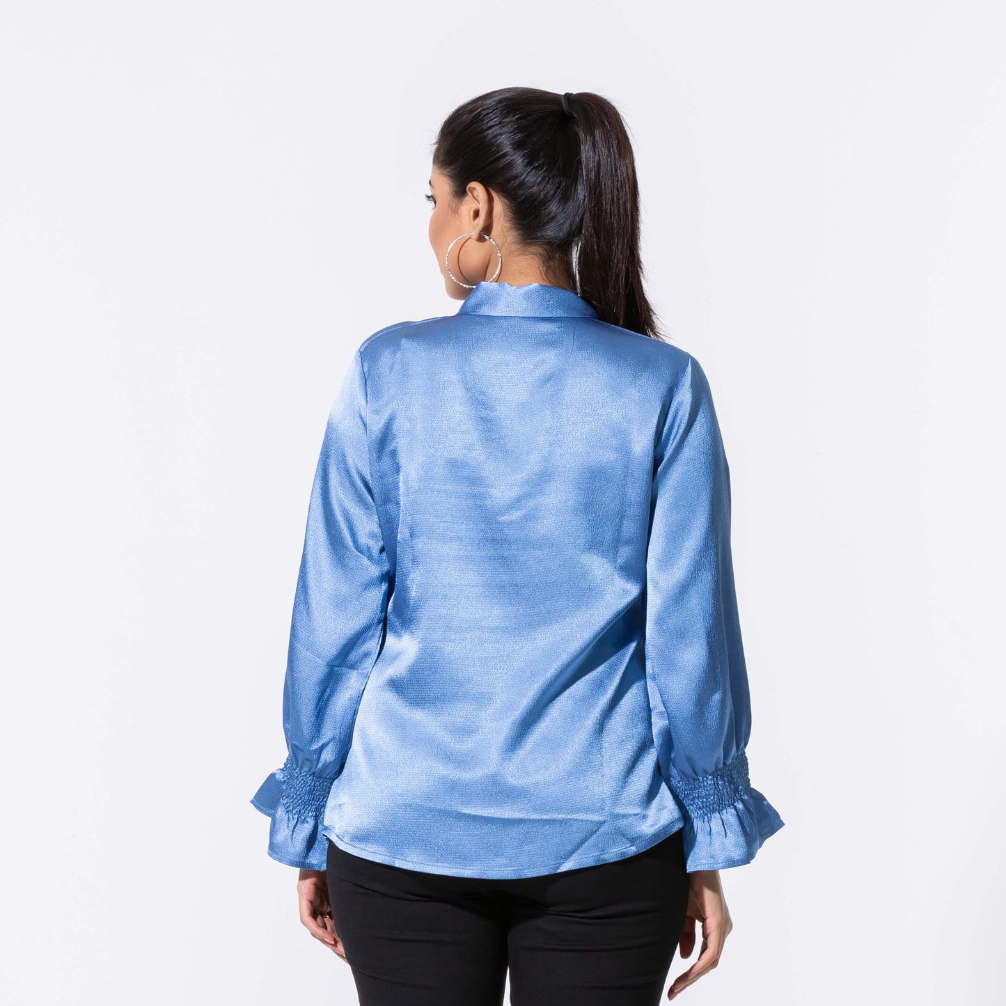 Womens Blue Silk Top