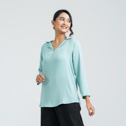 Women's Teal Blended Top