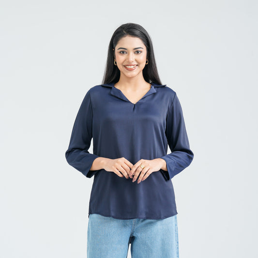 Women's Navy Blended Top