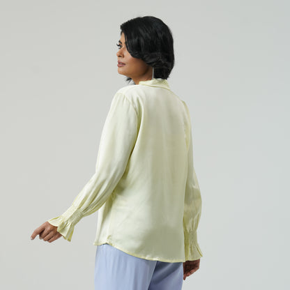 Womens Lime Yellow Silk Top