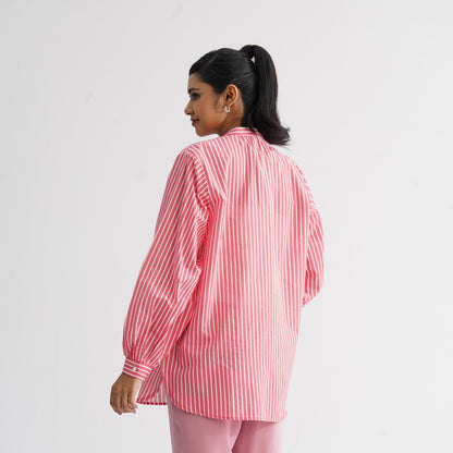 Women’s White & Red Striped Cotton Top