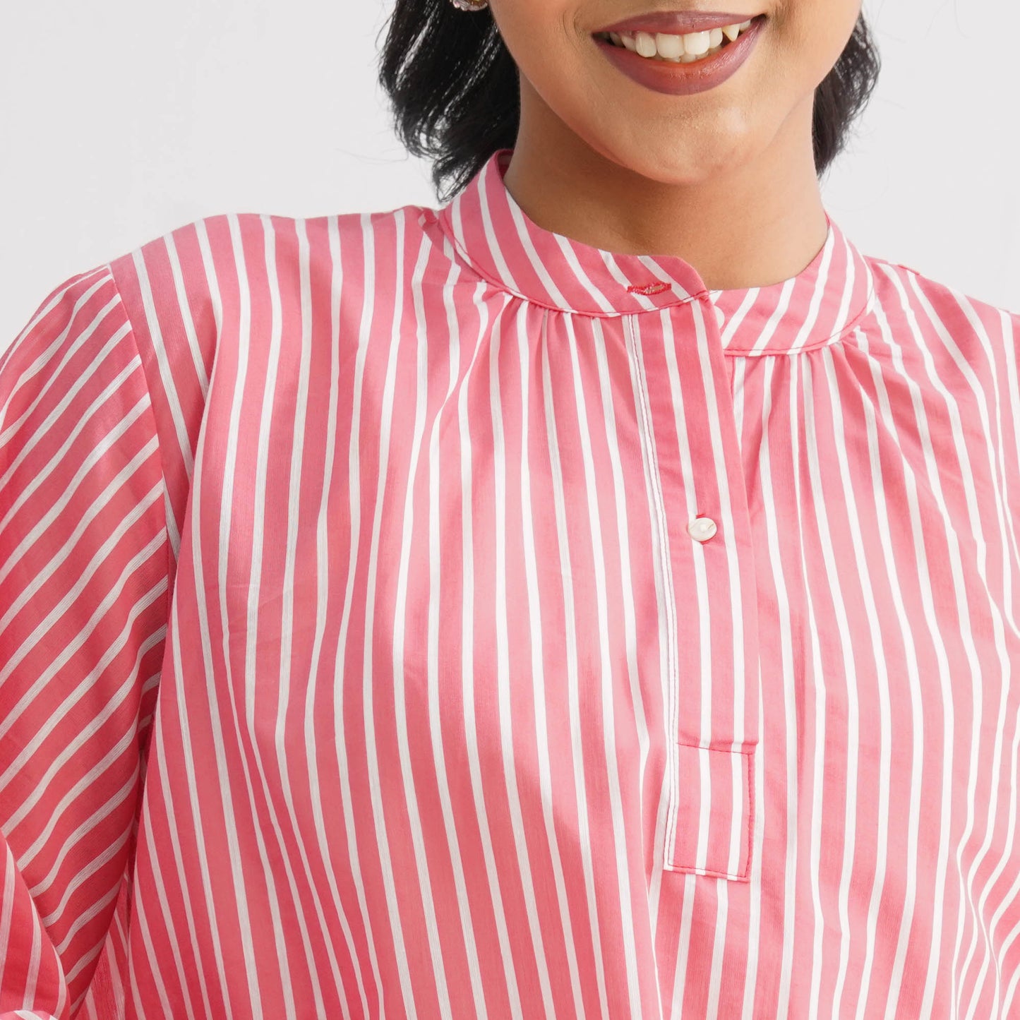 Women’s White & Red Striped Cotton Top